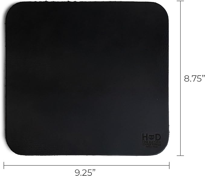 Hide & Drink, Durable Mouse Pad, Executive Mousepad for Work Desk & Office Essentials, Genuine Mat, Thick Full Grain Leather, Handmade, Charcoal Black