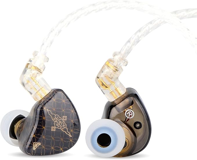 Linsoul TANGZU Wan’er S.G HiFi 10mm Dynamic Driver PET Diaphragm in-Ear Earphone with Ergonomic Shape, Detachable Recessed 2Pin OFC Braided Cable for Audiophile Musician DJ Stage(Black, Without Mic)