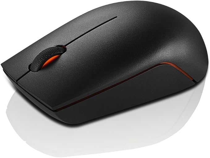Lenovo 300 Wireless Mouse, Black, Computer Mouse for PC and Laptop with Windows, Ambidextrous Design, 2.4 GHz Nano USB Receiver, 12 Month Battery Life
