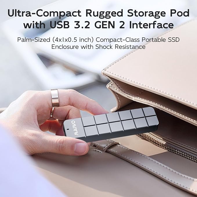 MAIWO M.2 NVMe SSD Enclosure USB3.2 GEN2 10Gbps, 8TB Capacity 2-in-1 Type-C Cable, USB C to M-Key PCIE NVME SSD Adapter Reader Case Aluminum