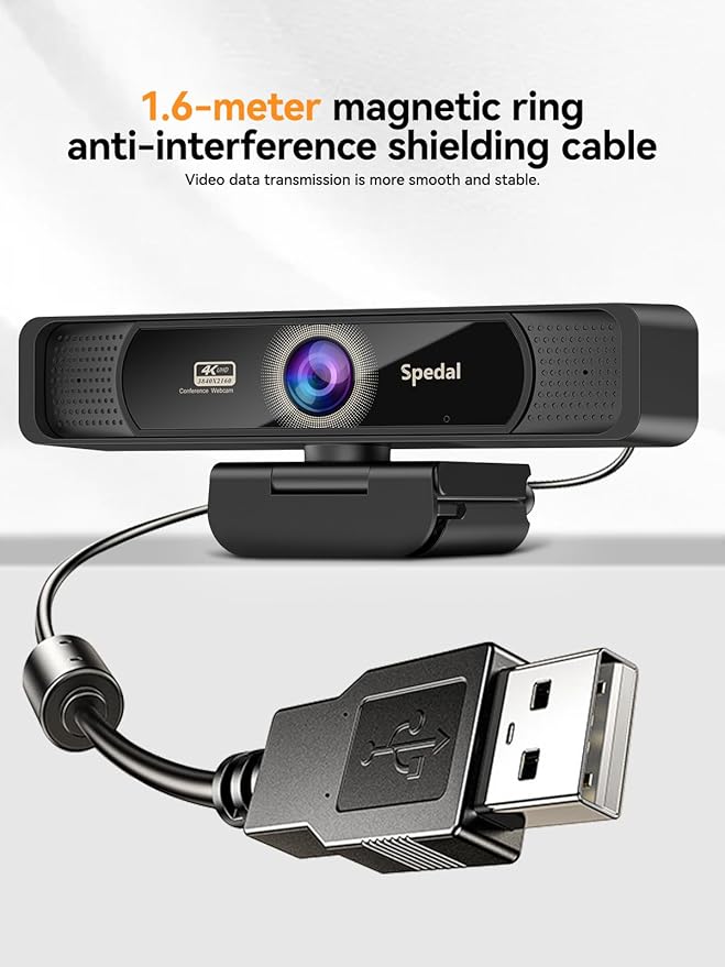 Spedal 4K Webcam with Tripod, Wide Angle 120° USB Webcam, Sony 1/2.8" Sensor, Dual Microphones, Remote Control, Auto Focus for Video Conferencing, Online Meetings, Streaming, Zoom & Teams
