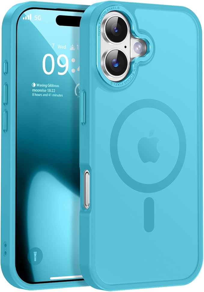 Newfuture Magnetic for iPhone 17 Case [Compatible with Magsafe] [Military Grade Drop Protection] Translucent Matte Anti-Scratch Shockproof Protective Phone Cover 6.3 Inch, Lake Blue