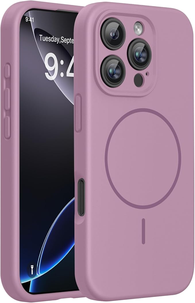 Miracase Magnetic for iPhone 16 Pro Case, [Soft Anti-Scratch Microfiber Lining], Compatible with MagSafe, Liquid Silicone Case Shockproof Drop Protection Phone Case for 16 Pro,Blackcurrant