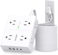 Extension Cord 15 Ft, Flat Plug Surge Protector Power Strip 15ft Long Cord with 8 Outlets and 4 USB Ports(2 USB C), 15 Feet Extension Cord with Multiple Outlets for Home Office, College Dorm Room