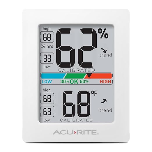 AcuRite Humidity Meter Hygrometer and Indoor Digital Thermometer with Temperature Gauge and Humidity Gauge,Room Thermometer Comfort Scale,3 x 2.5 Inches,White (01083M),(Pack of 12)