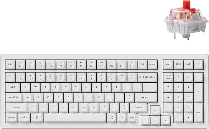 Keychron K4 Pro QMK/VIA Bluetooth Wireless Mechanical Keyboard, 96% Layout Custom Programmable Gaming Keyboard with White Backlit, Hot-Swappable K Pro Red Switch for Mac Windows Linux - White