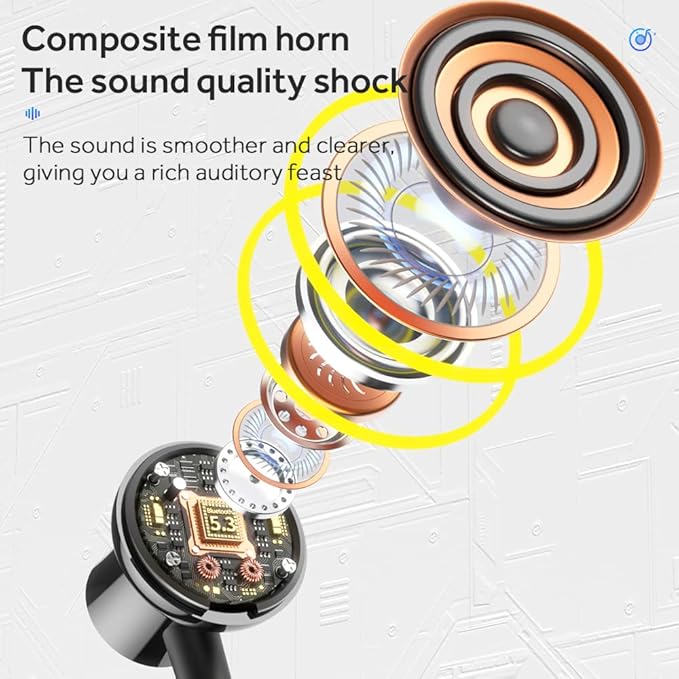LANDIBO Wireless Waterproof Sports Earphones with 100 Hours of Playback time, Bluetooth Earphones with Microphone, in Ear Noise Reduction, Used for Gym Running and Exercise (Y10)