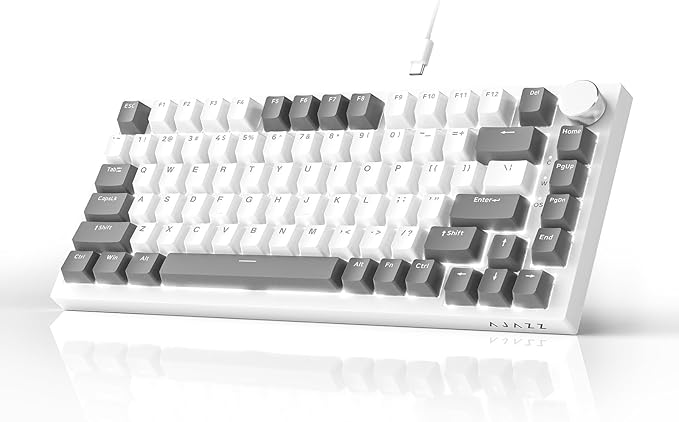 Ajazz AK820 75% Wired Gasket Mechanical Gaming Keyboard with Volume Knob - South Facing LED - Poron Foam - PBT Keycaps - Programmable RGB Hot Swap Keyboard