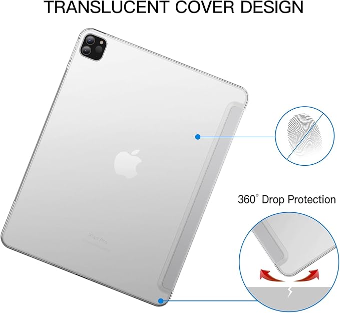 JETech Case for iPad Pro 12.9-Inch (6th/5th Generation, 2022/2021 Model), Slim Stand Hard Back Shell Smart Cover with Auto Wake/Sleep (Silver)