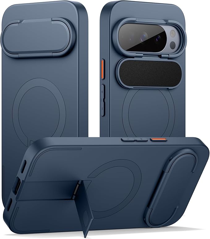 SURITCH for Google Pixel 10/10 Pro Phone Case, Compatible with MagSafe, Protective Cover with Camera Cover & Adjustable Metal Kickstand for Pixel 10/10 Pro 2025 -Dark Blue