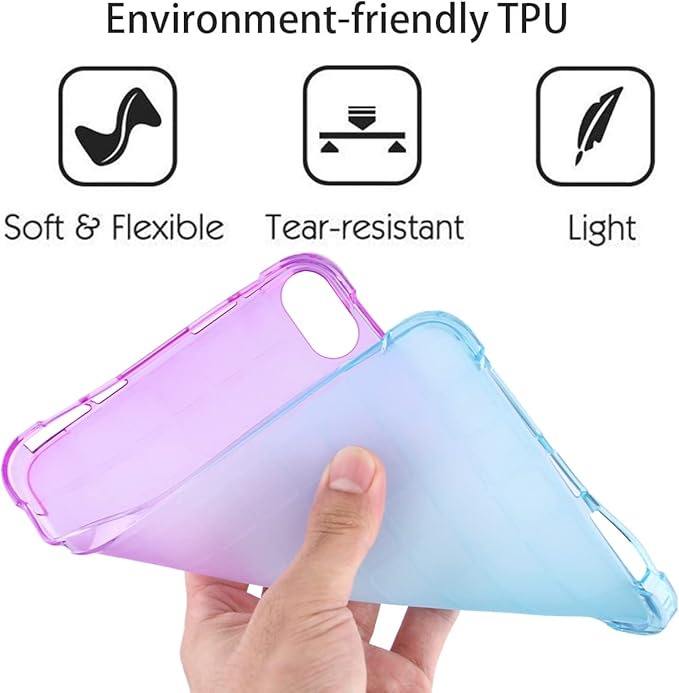 for iPad (A16) 11th Generation 11" 2025 & iPad 10th Generation Case 10.9 inch 2022, Lightweight Thin Translucent Soft TPU Back Shockproof Matte Clear Silicone Gradient Shell, Purple & Green