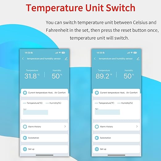 2 Pack WiFi Temperature Humidity Sensor Smart Hygrometer Thermometer Sensor with APP Remote Monitor and Alert High Precision Indoor Thermometer No Hub Required, Compatible with Alexa Google Assistant