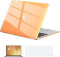 EooCoo Hard Case Compatible with MacBook Air 13.3 inch M1 Chip 2021-2018 with Retina Display, Air 13.3 inch Plastic Protective Case + Transparant Keyboard Cover + Screen Protector, Crystal Orange