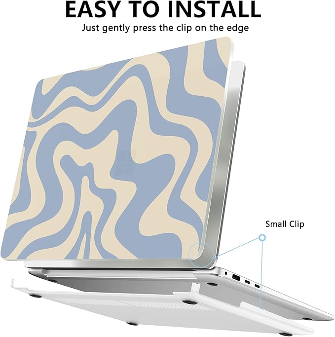 AKIT Case Compatible with Microsoft Surface Laptop 15-inch Touchscreen Copilot+ PC 2024 (7th Ed), Unique Pattern Hard Shell Case+Screen Protector+Keyboard Cover for Surface 7 15''(2037), Blue Wave