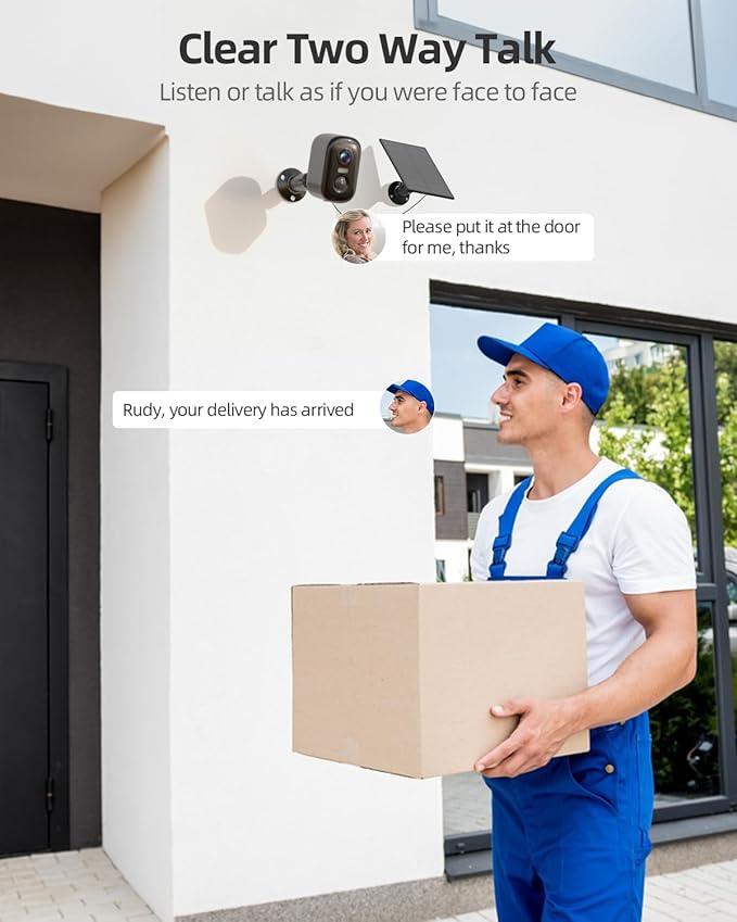 MISECU Solar Camera Outdoor Wireless, 2K Battery Powered WiFi Cameras for Home Security, Solar Powered Security Camera with AI Motion Detection, Color Night Vision, Two-Way Talk, IP66 Weatherproof