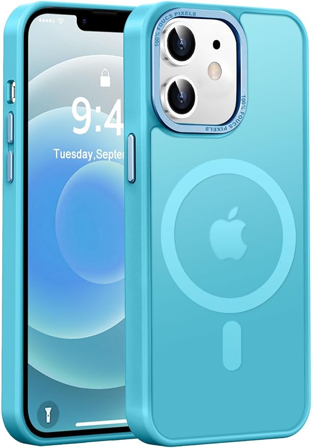 Newfuture Designed for iPhone 12 Case/iPhone 12 Pro Case with Magnetic [13 FT Military Drop Protection] [Compatible with Magsafe] Translucent Shockproof with Anti-Fingerprint Phone Case, Lake Blue