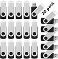 16GB USB Flash Drive KOOTION 20 Pack USB Drive Thumb Drive Bulk USB Stick Swivel for Data Storage, Black