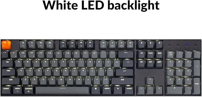 Keychron K10 Full Size 104 Keys Bluetooth Wireless Mechanical Gaming Keyboard for Mac Windows with Keychron Super Brown Switch, Multitasking/White LED Backlight/USB C Wired Computer Keyboard