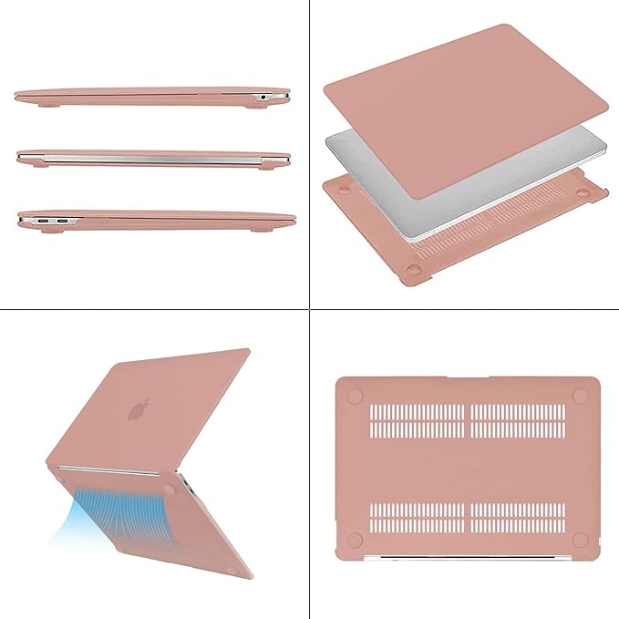 MOSISO Compatible with MacBook Air 13 inch Case M1 2021 2020 2019 2018 Release A2337 A2179 A1932 Touch ID, Plastic Hard Shell Cover&Keyboard Cover for MacBook Air 13.3 inch Case M1, Salmon Pink