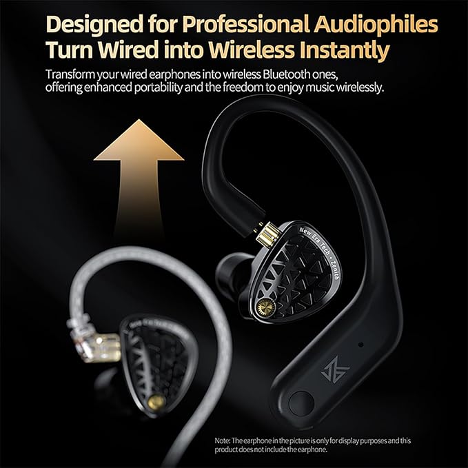 CCA KZ AN01 Active Noise Cancellation Wireless IEM Bluetooth Adapter, Bluetooth 5.4 Module, 40Hrs Playback Sport Earhook for KZ ZS10 PRO/ZSN Pro X/AS16 PRO X/Castor/EDX Pro, CRA/C12(0.78mm Pin)