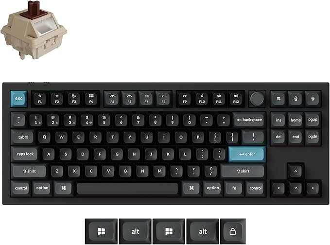 Keychron Q3 Ultra Wireless Mechanical Keyboard 8KHz Polling Rate, TKL 2.4G/Bluetooth 5.3/Wired Up to 660 Hours Long Battery Life, Hot-Swappable Aluminum RGB Gaming ZMK for Mac/Windows/Linux-Black