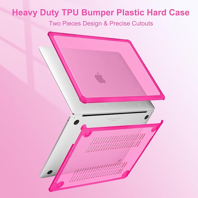 MOSISO Crack-Resistant Cover Compatible with MacBook Pro 13 inch Case M2 2026-2016 A2338 M1 A2251 A2289 A2159 A1989 A1708 A1706,Heavy Duty Shell with TPU Bumper&Keyboard Cover&ScreenFilm, Bright Rose