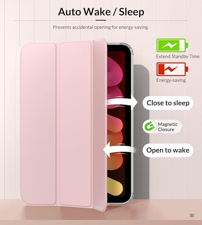 MoKo Case Fit New iPad mini 7 (A17 Pro) 2024, iPad mini 6th Generation Case 2021 (8.3-inch), iPad mini 6 Case, Soft TPU Translucent Frosted Back Cover Case for iPad mini 7th, Light Pink