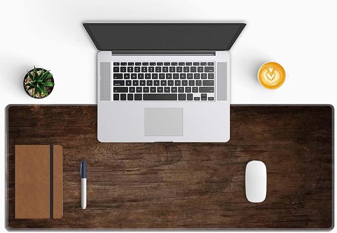 Large Extended Gaming Mouse Pad with Stitched Edges, Non-Slip Waterproof Rubber Base Mouse Pad for Office, Computer, Keyboard, Laptop and Home Desk Pad 31.5 x 11.8 x 0.12 Inch Texture of Bark Wood