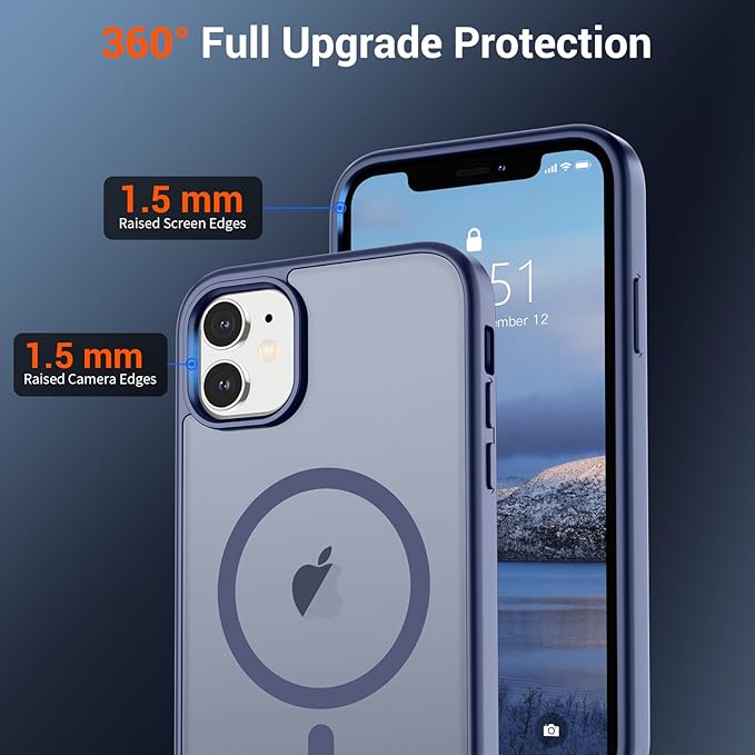 SUPFINE Magnetic for iPhone 12 Case/iPhone 12 Pro Case (Compatible with MagSafe)(Military Grade Drop Protection) Slim Translucent Matte Shockproof with Anti-Fingerprint Phone Case,Lavender Gray