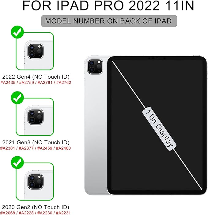 Soke for iPad Pro 11 Case (M2) 2022/2021/2020 with Pencil Holder - [Full Body Protection + Apple Pencil Charging + Auto Wake/Sleep], Soft TPU Back Cover for 2022 iPad Pro 11 inch(Black)