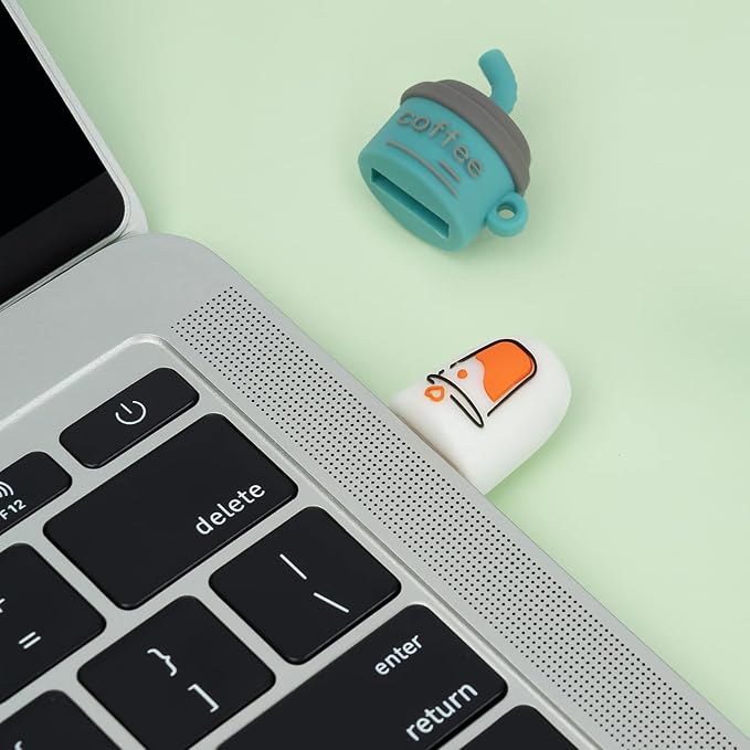 32GB Cute USB Flash Drive Computer Memory Stick Funny USB Pendrive for Teachers, Students, Family and Friends - Blue Coffee