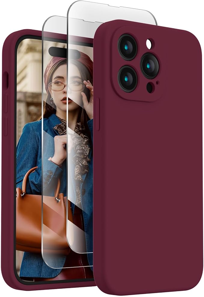 FireNova Designed for iPhone 14 Pro Max Case, Silicone Upgraded [Camera Protection] Case, Soft Anti-Scratch Microfiber Lining Inside, 6.7 inch, Plum