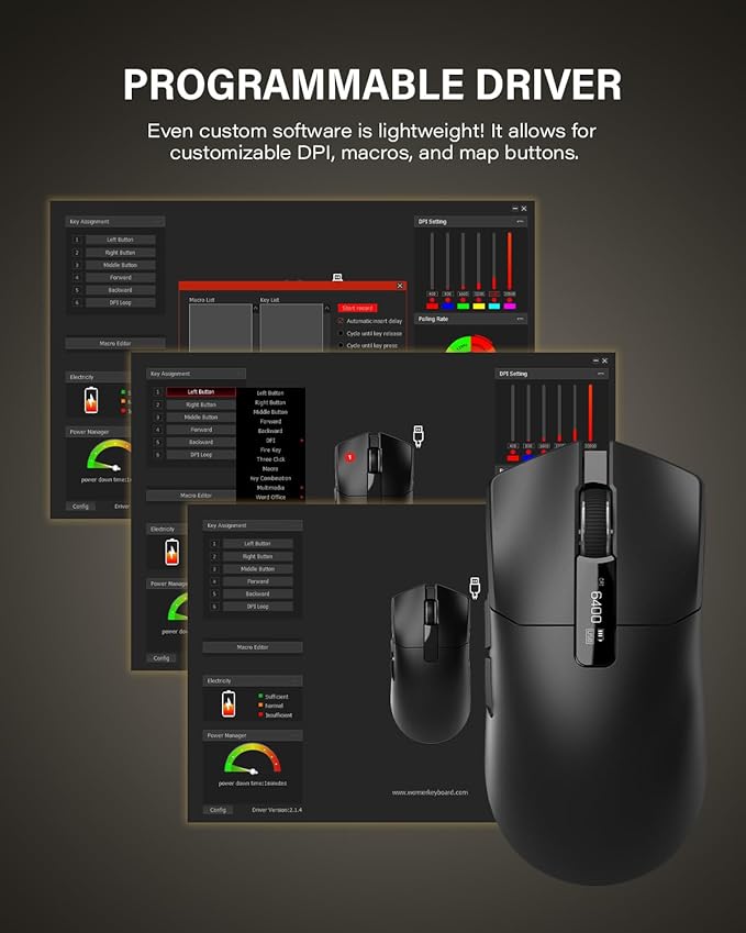 G59 Wireless Gaming Mouse, PAW3950 Sensor, 30,000 DPI, 8000Hz Polling Rate, Programmable Buttons, RGB 68g Tri-Mode Lightweight Esports Mouse for PC/Laptop/Mac
