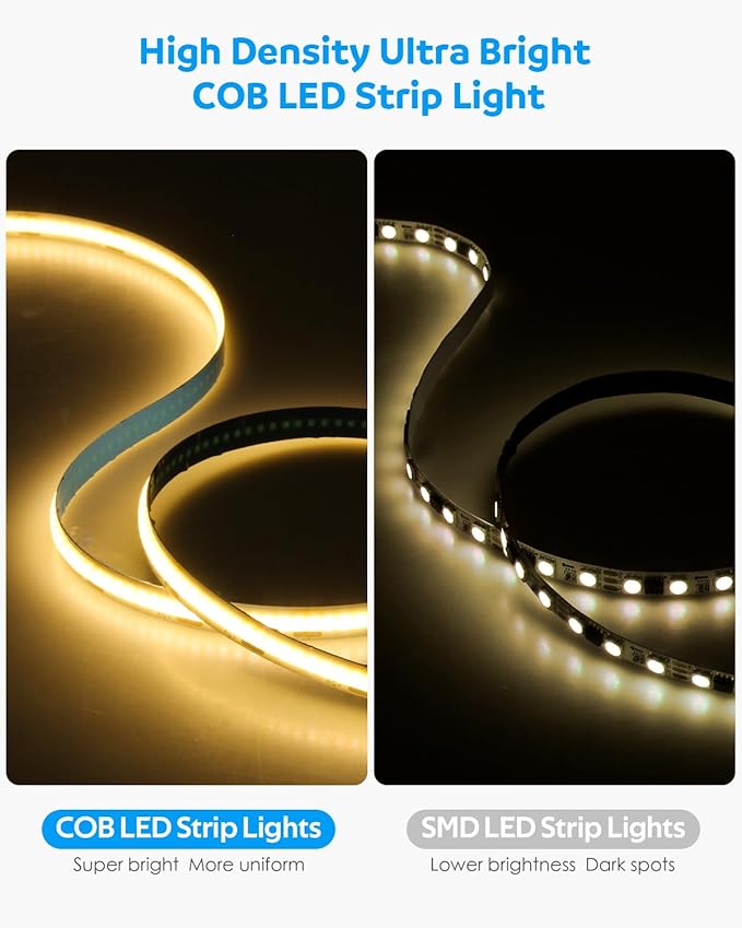Aclorol USB COB LED Strip Lights Warm White LED TV Backlight 5V 3000K Dimmable LED Flexible Strip Light 9.84FT 960LEDS with 1.5M USB Cable for Bedroom Monitor Showcase Cabinet DIY Lighting CRI85+