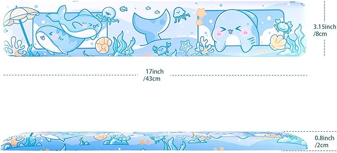 BelugaDesign Shark Wrist Rest | Cute Kawaii Anime Pastel Blue Wrist Pad | Ocean Underwater Nonslip Mat for Gaming Computer Laptop Desk Keyboard Mousepad Accessory | Padded Squishy Matching Arm Rest