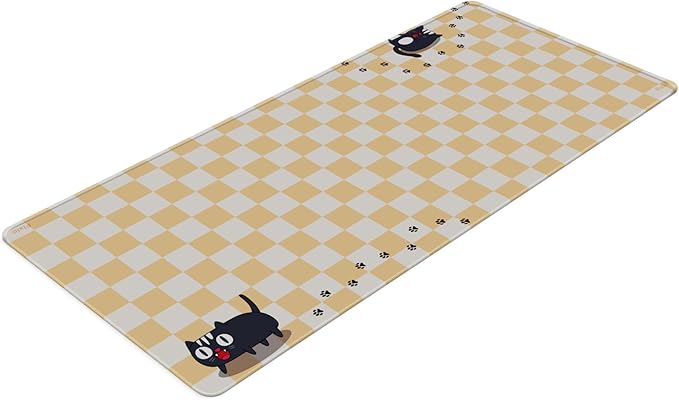 Pixio Mouse Pads - 36 x 16 inch XXL Checker Cats Orange Multifunctional Large Desk Mats for Gaming, Office, Desktop Anti-Slip Waterproof Washable Computer Mouse Mat