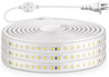 LED Strip Lights Outdoor Waterproof, 600 LEDs, 6500K Cool White, 16.4ft LED Rope Lights for Bedroom, Kitchen, Garden, Patio, Indoor Christmas Decoration, AC 110V (White Light, 16.4 ft)