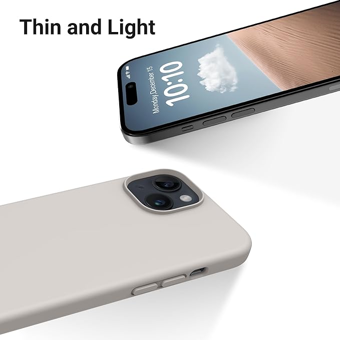 OTOFLY Compatible with iPhone 15 Case, Silicone Shockproof Slim Thin Phone Case for iPhone 15 (6.1 inch),(Stone)