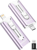 512GB Mini Dual Interface Flash Drive, Portable Memory Stick Compatible with iPhone 17/16/15/14/13/12/11, iPad Android PC, Easy to Save Photos, Videos & Files (1 Pack-Lavender Purple)