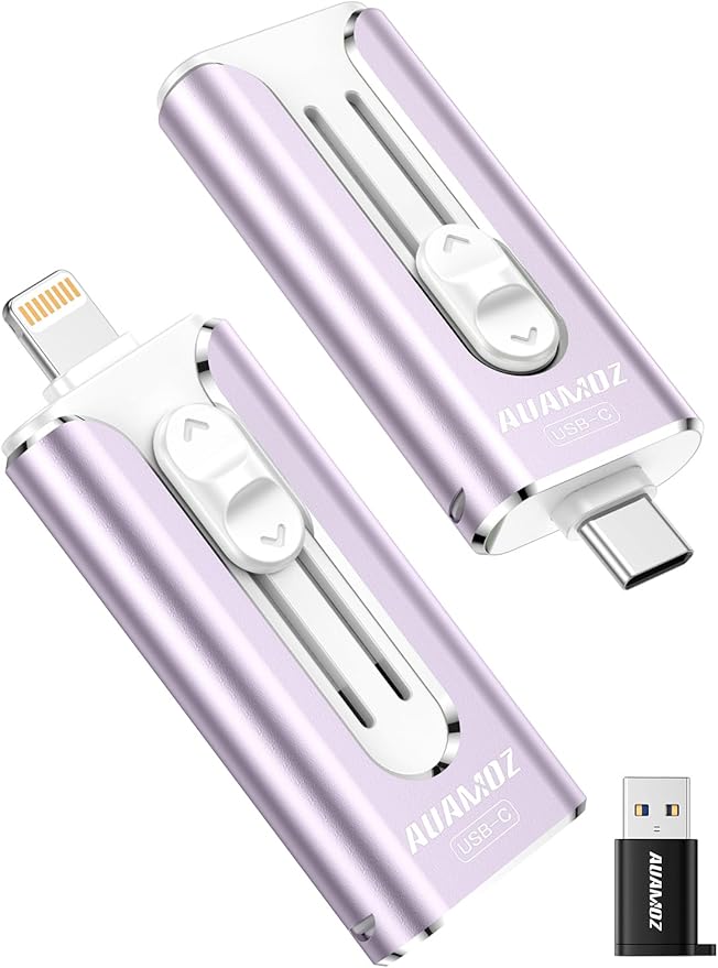 512GB Mini Dual Interface Flash Drive, Portable Memory Stick Compatible with iPhone 17/16/15/14/13/12/11, iPad Android PC, Easy to Save Photos, Videos & Files (1 Pack-Lavender Purple)