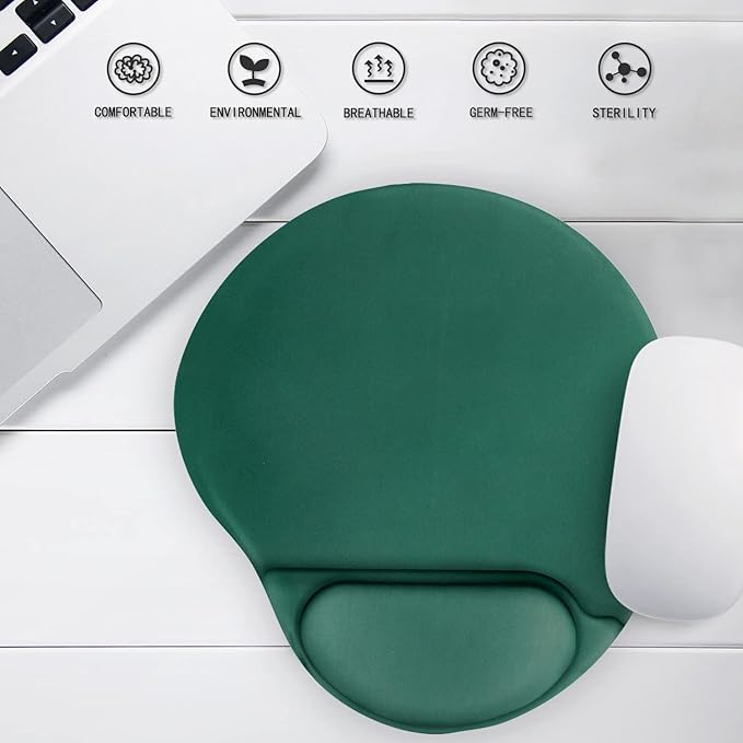Ergonomic Mouse Pad with Wrist Support,Cute Mouse Pads with Wrist Rest,Comfortable Mouse Pad for Home Office Gaming Working Computers Laptop,Pain Relief with Non-Slip PU Base (Sap Green)