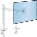 Mount-It! Single Monitor Arm 17" to 32", Full Motion Adjustment with Tilt, Rotation, Swivel, Height Adjustment Along Pole, Clamp or Grommet Mounting, Monitor Desk Mount VESA 75x75 and 100x100, White