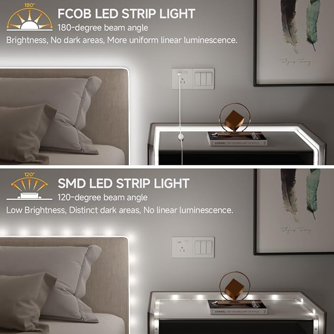 BTF-LIGHTING FCOB COB FOB LED Strip Lights 5V USB Powered 3.28FT 320LEDs Cool White 6000K 8mm Width Dimmable CRI 90+ with 3M Tape Flexible High Density for 3D Printer TV Backlight PC DIY Decor