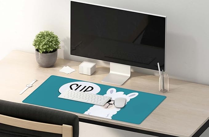 SSOIU Extended Mouse Pad, XXL Gaming Mouse Pads, Large Big Mousepad Laptop Computer Keyboard Mat Desk Pad with Non-Slip Base Stitched Edge for Gaming Office, 35.5 x 15.7 inch, Sup Llama