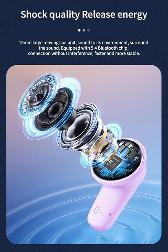 Piluyaa Wireless Earbuds Bluetooth 5.4 Headphones in Ear Buds, True ANC+ENC Noise Cancelling Earbuds, HiFi Stereo Deep Bass Earphones for Sports/Workout-Purple