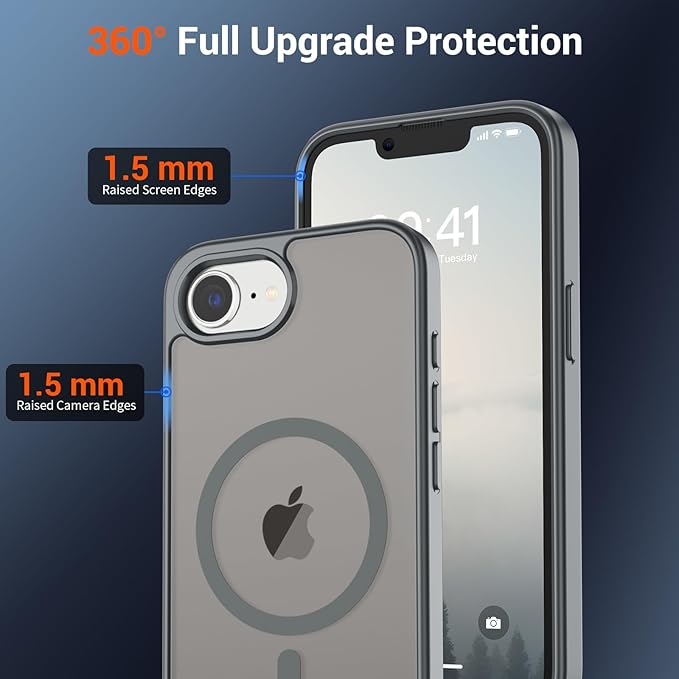 SUPFINE Magnetic for iPhone 17e Case/iPhone 16e Case (Compatible with MagSafe)(Military Grade Drop Protection) Translucent Matte Shockproof with Anti-Fingerprint Phone Case,Gray