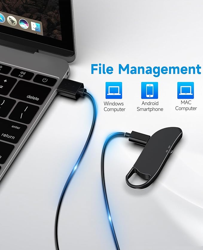Digital Voice Recorder, Vandlion 32GB (2450 Hours) HD Voice Activated Recorder with AI-Intelligent Noise Reduction, USB -C Recording Device for Meeting Lecture Class Interview