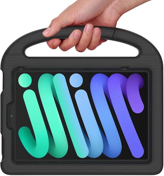 SUPLIK Kids Case for iPad mini 7 (A17 Pro) 2024 & iPad mini 6 2021, 8.3-inch iPad mini 6th/7th Generation Case with Screen Protector, Durable Shockproof Kids Cover with Handle Stand, Black