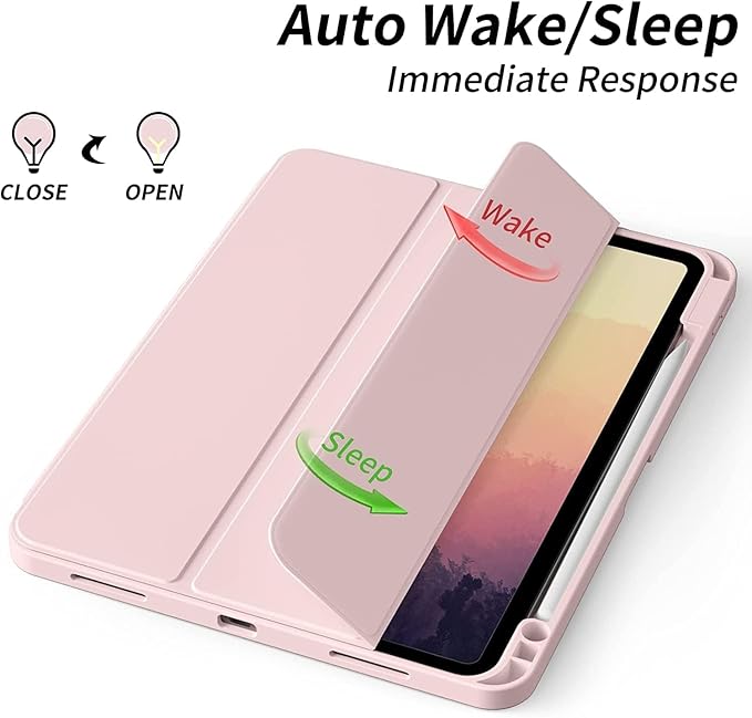 Case for iPad Pro 12.9-inch 2022/2021(6th/5th Gen),iPad Air 13 Inch(M4/M3/M2,2026/2025/2024) with Pencil Holder,2nd Gen Pencil Charging,Auto Sleep/Wake,Flexible TPU Protective Cover (Pink)