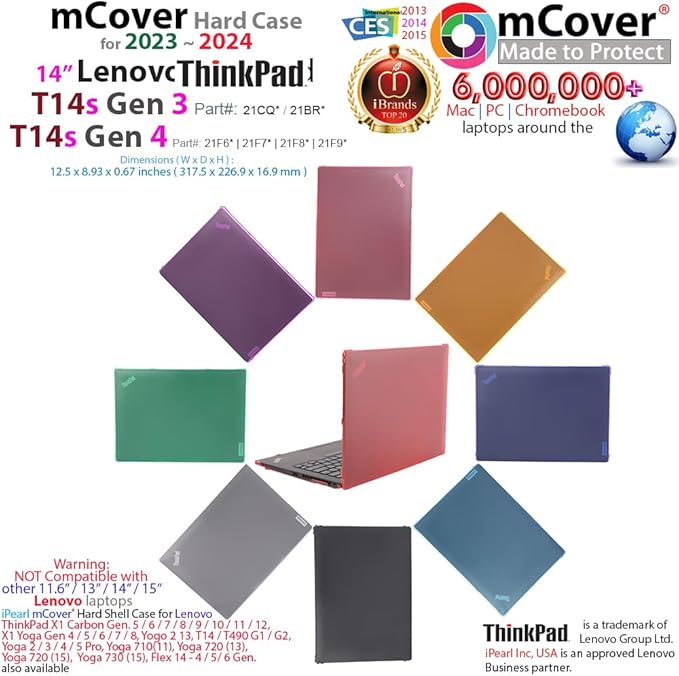 mCover Hard Case ONLY Compatible for 2023-2024 14" Lenovo ThinkPad T14s Slim Gen 3 / Gen 4 Windows PC (with 180° Hinge, NOT Fitting Any Other Lenovo Models) - Blue